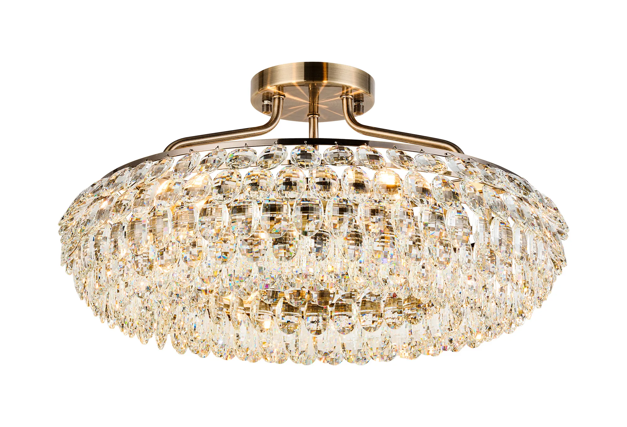 IL32931AB  Coniston 60cm Semi Flush Ring Ceiling 6 Light E14 Antique Brass